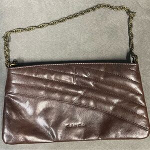 Calvin Klein Dark Brown Leather Clutch